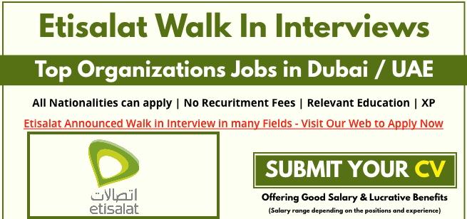 Etisalat Careers In Dubai Announced Vacancies
