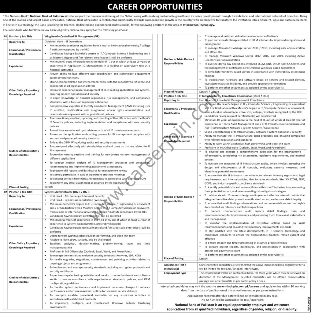 National Bank of Pakistan NBP Jobs 14 September 2025 Express Tribune 1192x1200 1