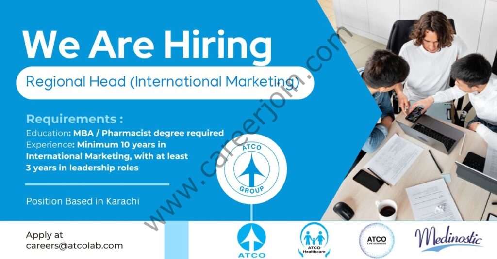 ATCO Laboratories Jobs Regional Head (International Marketing) 4 ATCO LAb
