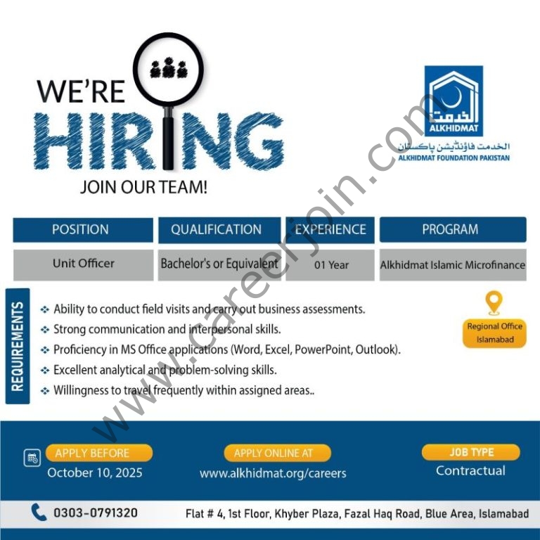 Alkhidmat Foundation Pakistan Jobs Unit Officer 4 Alkhidmat Foundation 1 768x768 1