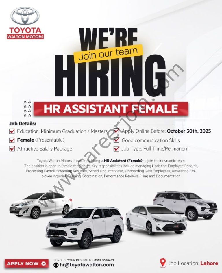 Toyota Walton Motors Jobs HR Assistant 4 Toyota Walton 768x945 1