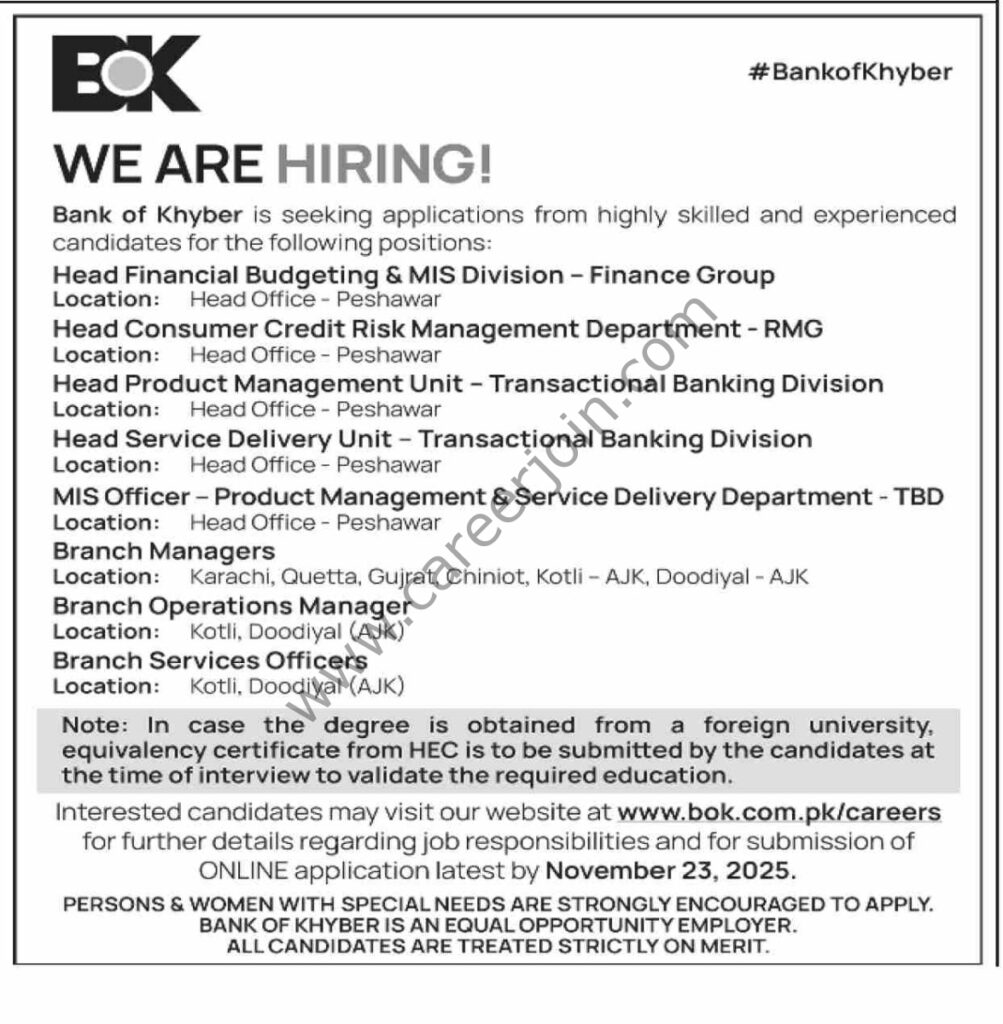 Bank of Khyber BOK Jobs 09 November 2025 Dawn 1175x1200 1