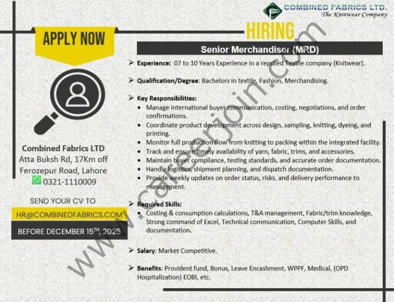 Combined Fabrics Limited Jobs Senior Merchandiser 4 Combined Fabrics Limited 768x588 1
