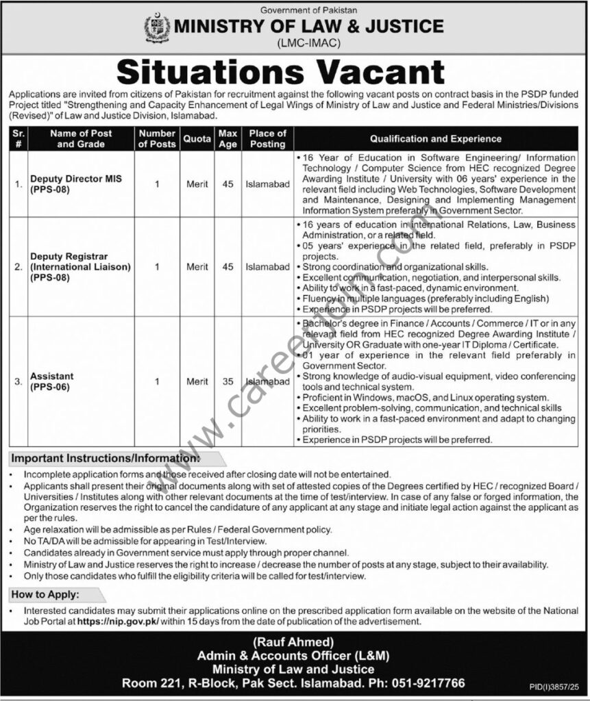 Ministry of Law Justice Jobs 09 November 2025 Express Tribune 1009x1200 1