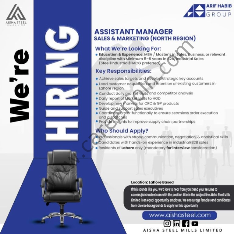 Aisha Steel Mills Limited ASML Jobs Assistant Manager Sales 4 AIsha Steel 768x768 1