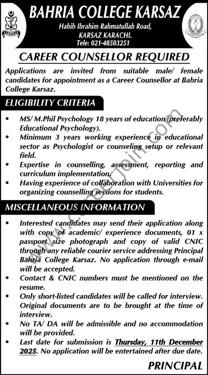 Bahria College Karsaz Jobs 30 November 2025 Express 667x1200 1