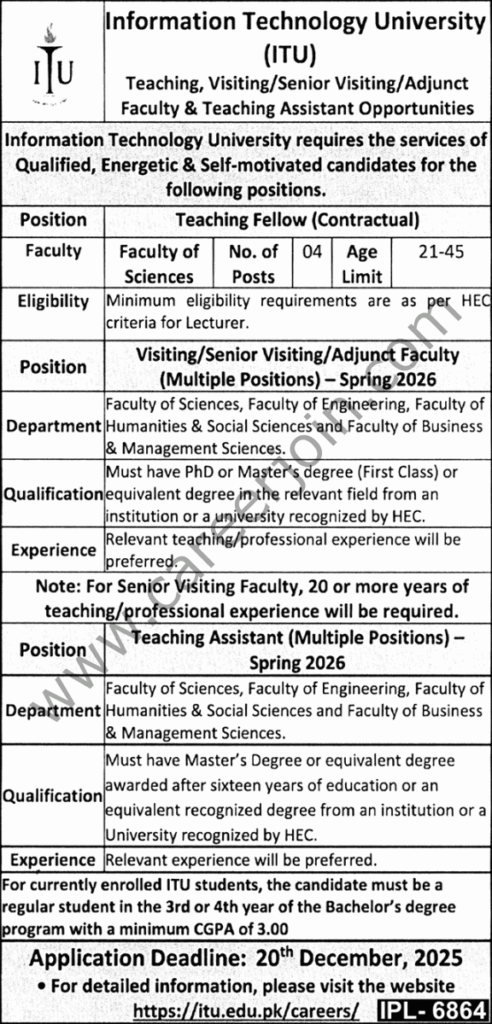 Information Technology University ITU Jobs 01 December 2025 Nawaiwaqt 576x1200 1