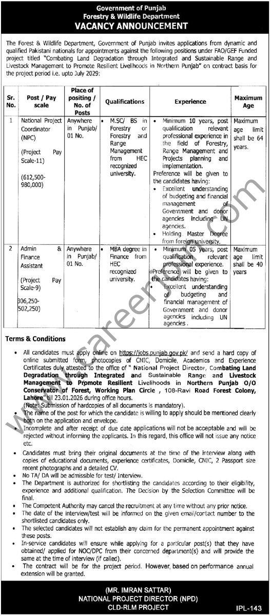 Forest Wildlife Department Punjab Jobs 07 January 2026 Express Tribune 528x1200 1