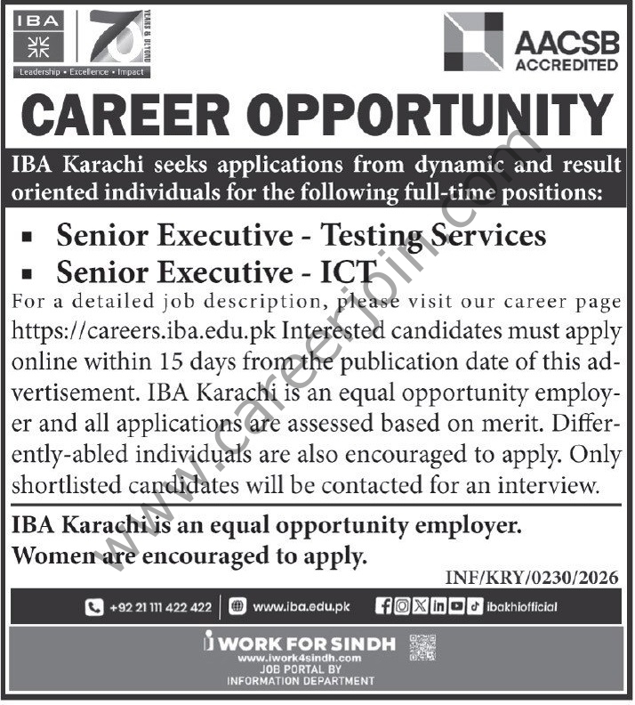 Institute of Business Administration IBA Karachi Jobs 22 January 2026 Express Tribune
