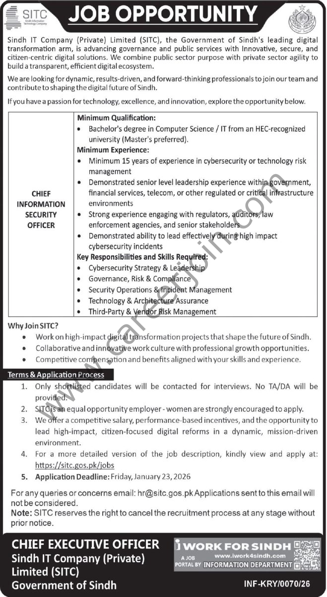 Sindh IT Co Pvt Ltd SITC Jobs 09 January 2026 Express Tribune 659x1200 1