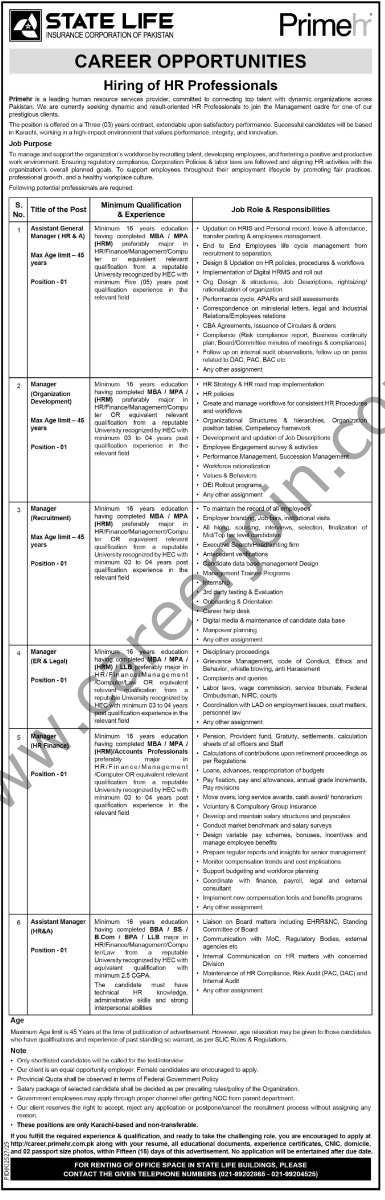 State Life Insurance Corp Jobs 25 January 2026 Express Tribune 385x1200 1