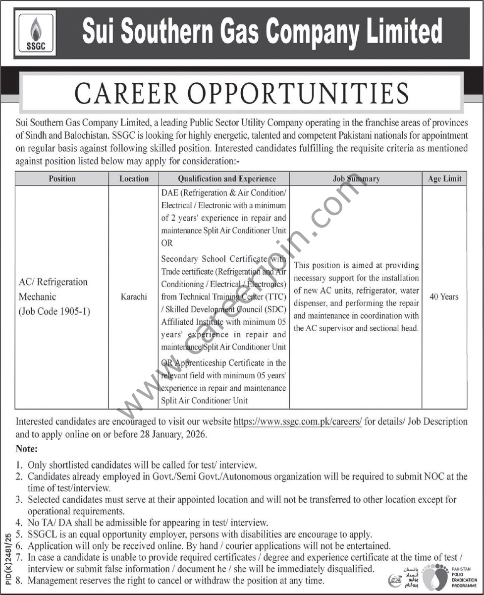 Sui Southern Gas Co Ltd SSGC Jobs 22 January 2026 Express Tribune 977x1200 1