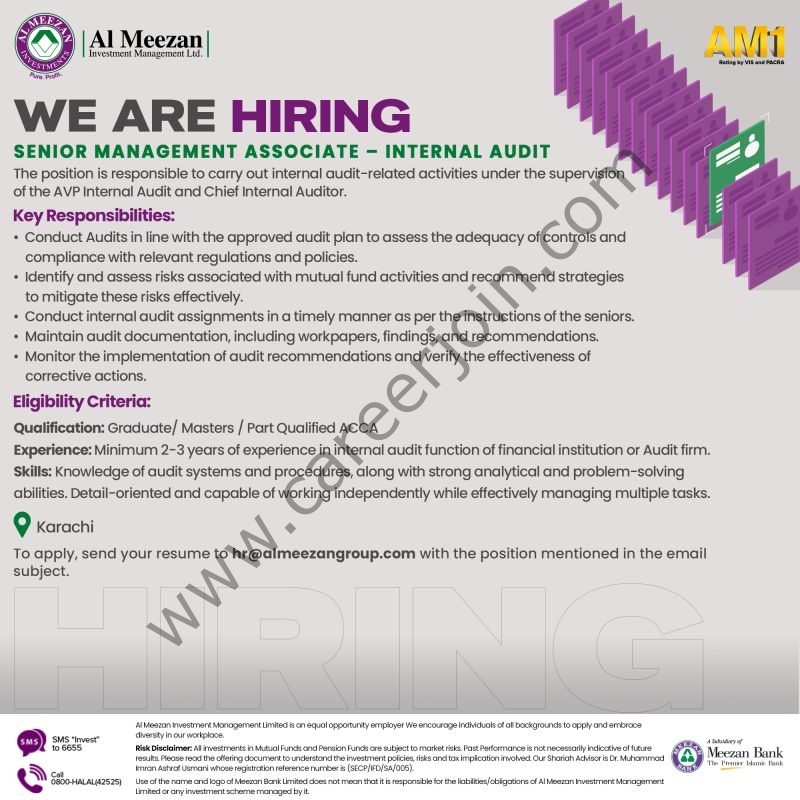 Al Meezan Investments Jobs Senior Management Associate 4 Al Meezan Investment