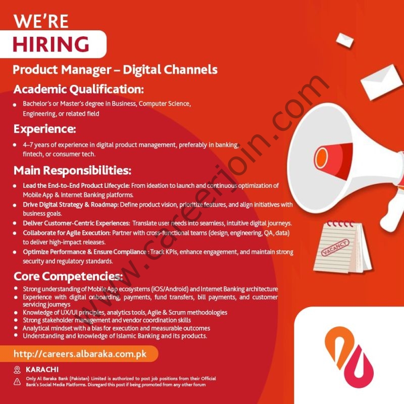 Al Baraka Bank (Pakistan) Limited Jobs Product Manager Digital Channels 4 Albaraka Bank 2