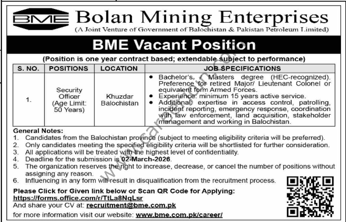 Bolan Mining Enterprises Jobs Security Officer 4 Bolan Mining Enterprises Jobs 14 February 2026 Dawn 1200x771 1