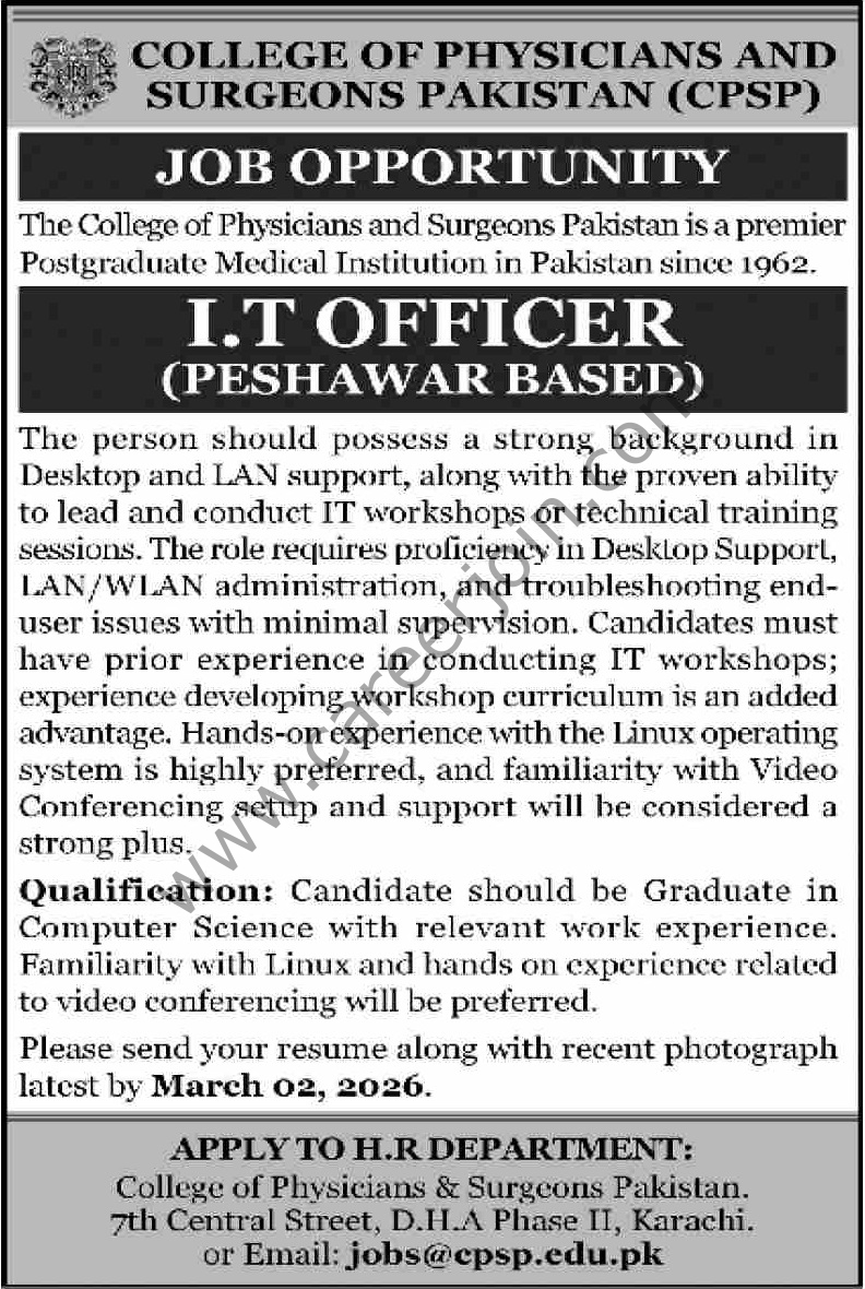 College of Physicians Jobs 14 February 2026 Dawn