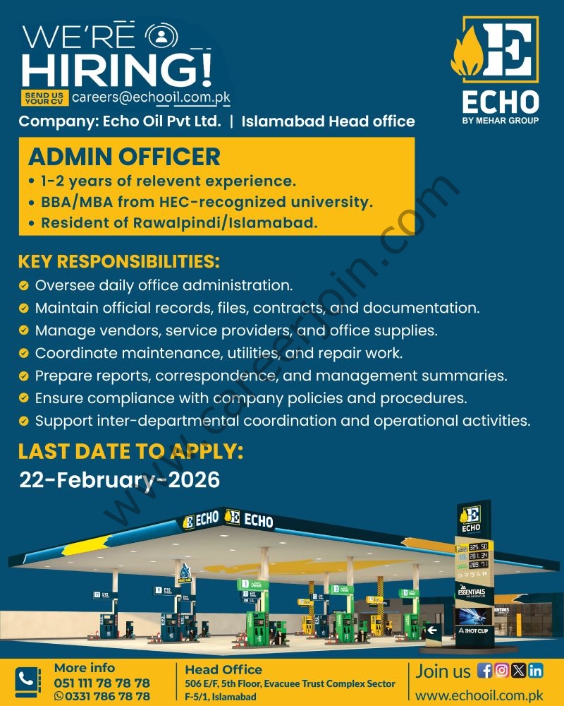 Echo Oil Pvt Ltd Jobs Admin Officer 4 ECHO OIl