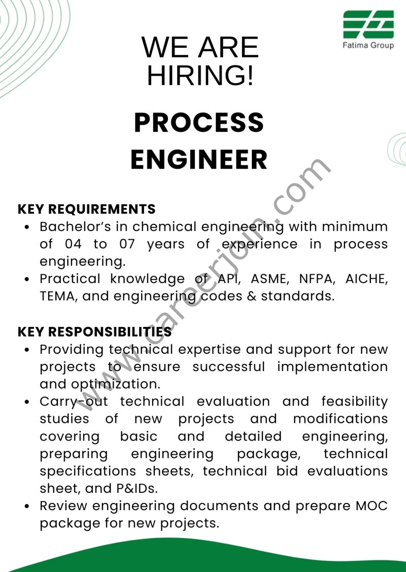 Fatima Group Jobs Process Engineer 4 Fatima Group 5
