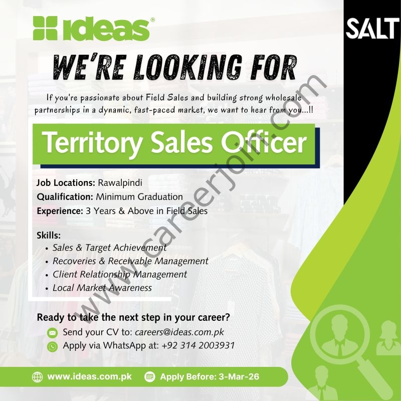 IDEAS By GulAhmed Jobs Territory Sales Officer 4 Ideas
