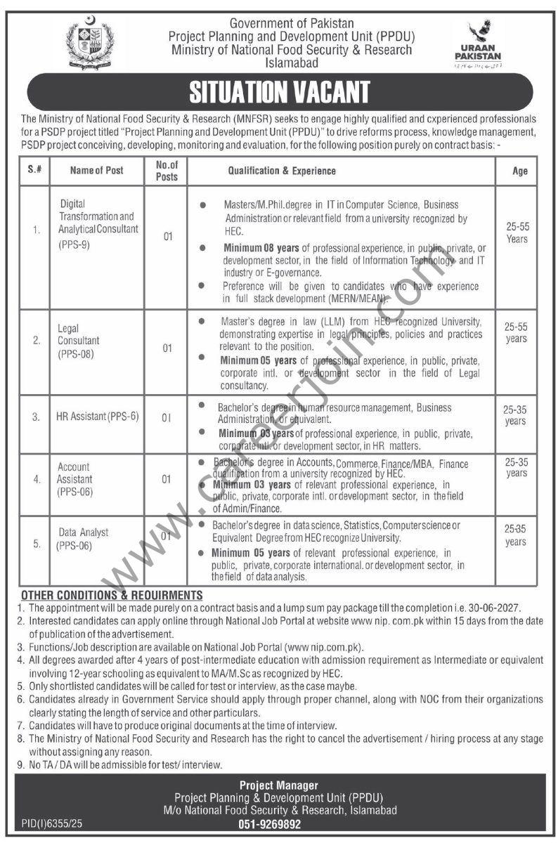 Ministry of National Food Security Research MNFSR Jobs 04 February 2026 Express Tribune 794x1200 1