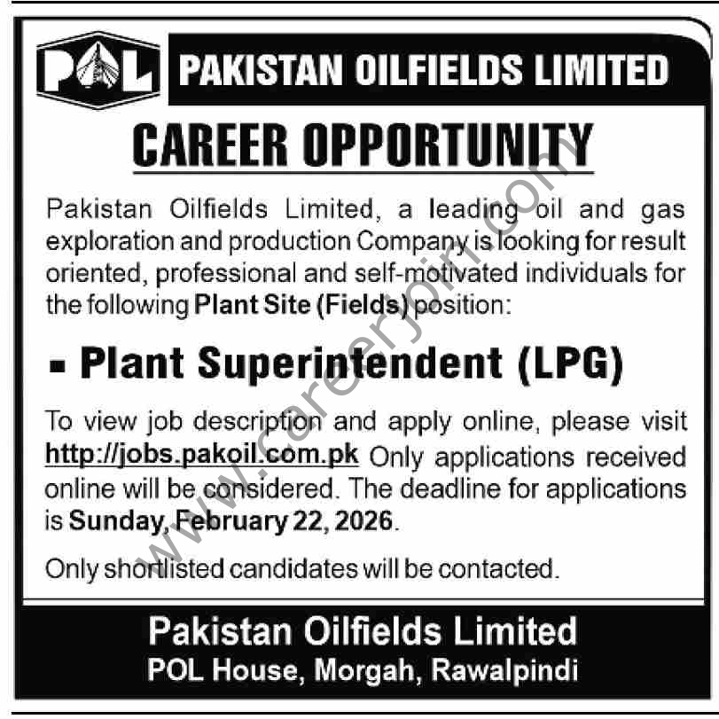 Pakistan Oilfields Ltd POL Jobs 14 February 2026 Dawn 1