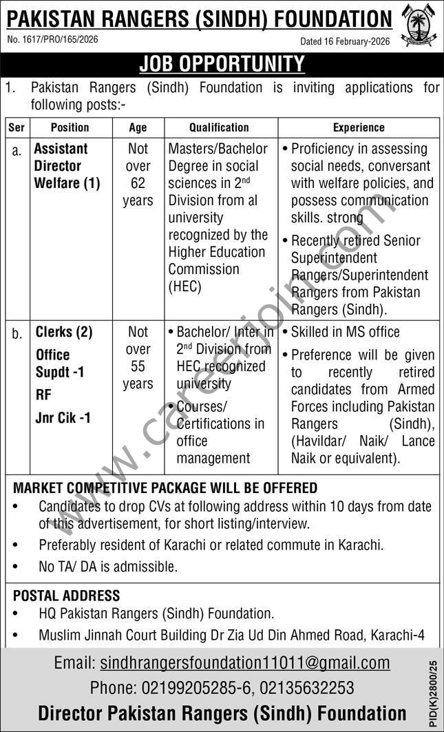 Pakistan Rangers Sindh Foundation Jobs February 2026 4 Pakistan Rangers Sindh Foundation Jobs 17 February 2026