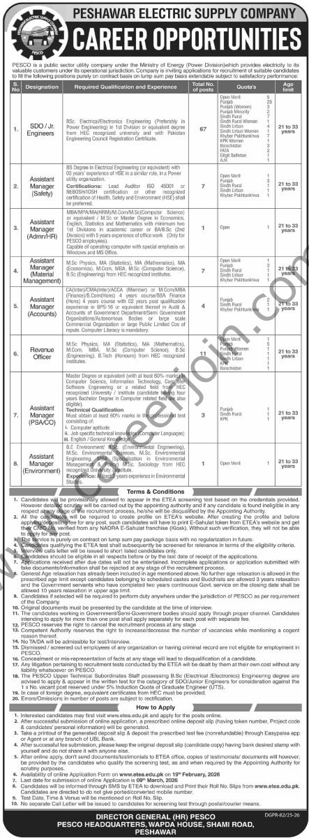 Peshawar Electric Supply Co PESCO Jobs 18 February 2026 Dawn 443x1200 1