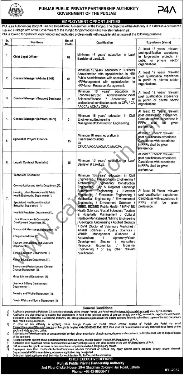 Punjab Public Private Partnership Authority P4A Jobs 26 February 2026 Express Tribune 590x1200 1