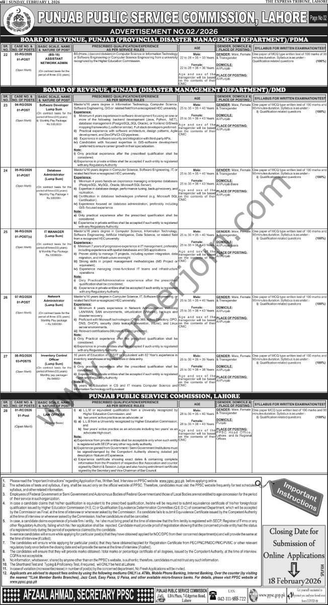 Punjab Public Service Commission PPSC Jobs February 2026 5 Punjab Public Service Commission PPSC Jobs 01 February 2026 Express Tribune 01 652x1200 1
