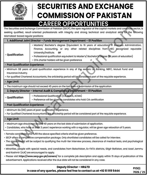 Securities Exchange Commission of Pakistan SECP Jobs 26 February 2026 Nawaiwaqt