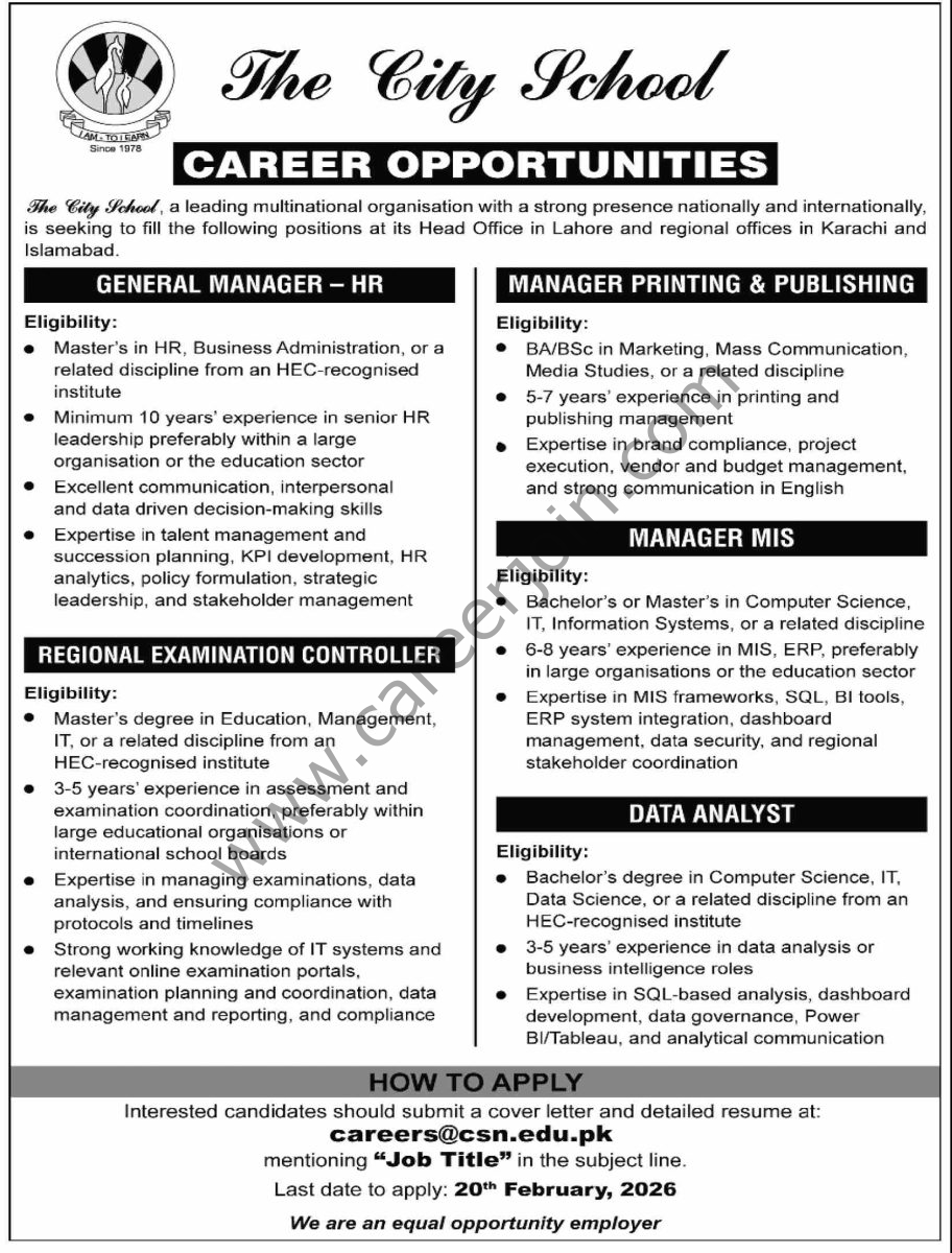 The City School Jobs February 2026 4 The City School Jobs 14 February 2026 Dawn 912x1200 1