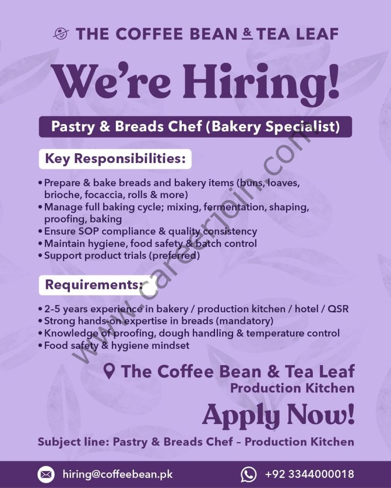 The Coffee Bean & Tea Leaf Jobs Pastry & Breads Chef 4 The Coffee Bean Tea Leaf