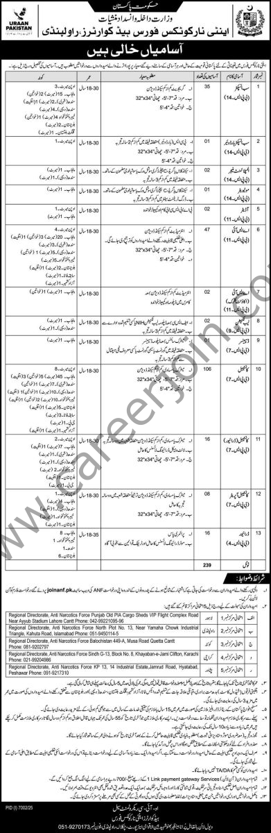 Anti Narcotics Force ANF Rawalpindi Jobs 01 March 2026 Express 391x1200 1