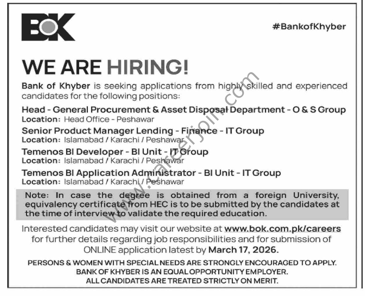 BOK Bank of Khyber Jobs 11 March 2026 Dawn 1200x975 1