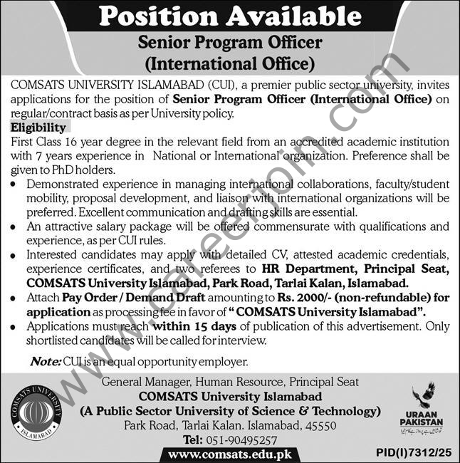 Comsats University Islamabad CUI Jobs 08 March 2026 Express 01