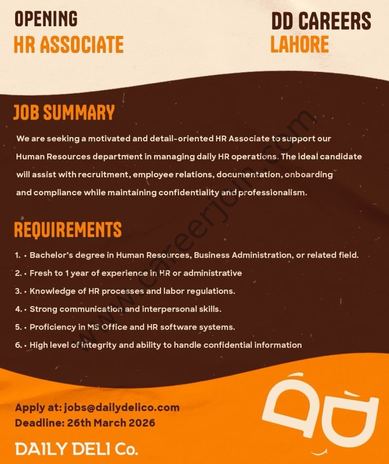 Daily Deli Co Jobs HR Associate 4 DAily Co