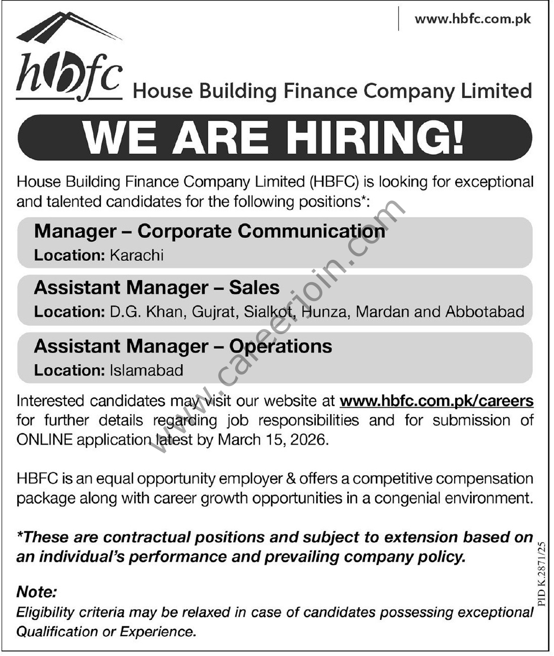 House Building Finance Co Ltd HBFC Jobs March 2026 4 House Building Finance Co Ltd HBFC Jobs 01 March 2026 Express Tribune