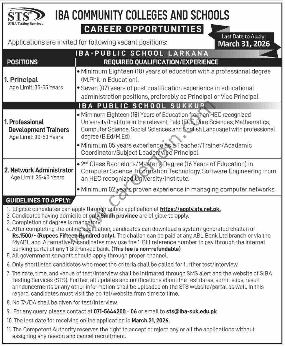 IBA Community Colleges & Schools Jobs March 2026 4 IBA Community Colleges Schools Jobs 08 March 2026 Dawn 986x1200 1