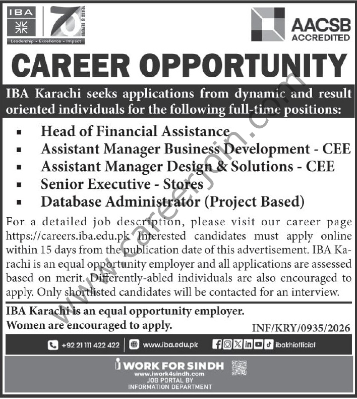 Institute of Business Administration IBA Karachi Jobs March 2026 4 Institute of Business Administration IBA Karachi Jobs 08 March 2026 Express Tribune