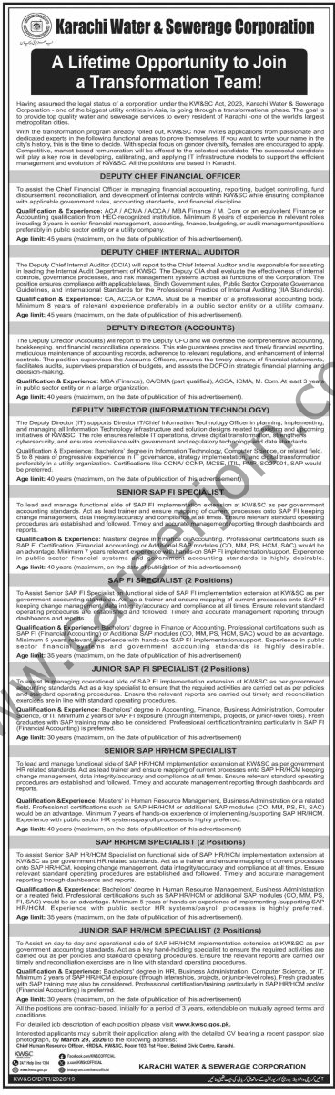 Karachi Water & Sewerage Corp KWSC Jobs March 2026 4 Karachi Water Sewerage Corp KWSC Jobs 15 March 2026 Dawn 368x1200 1