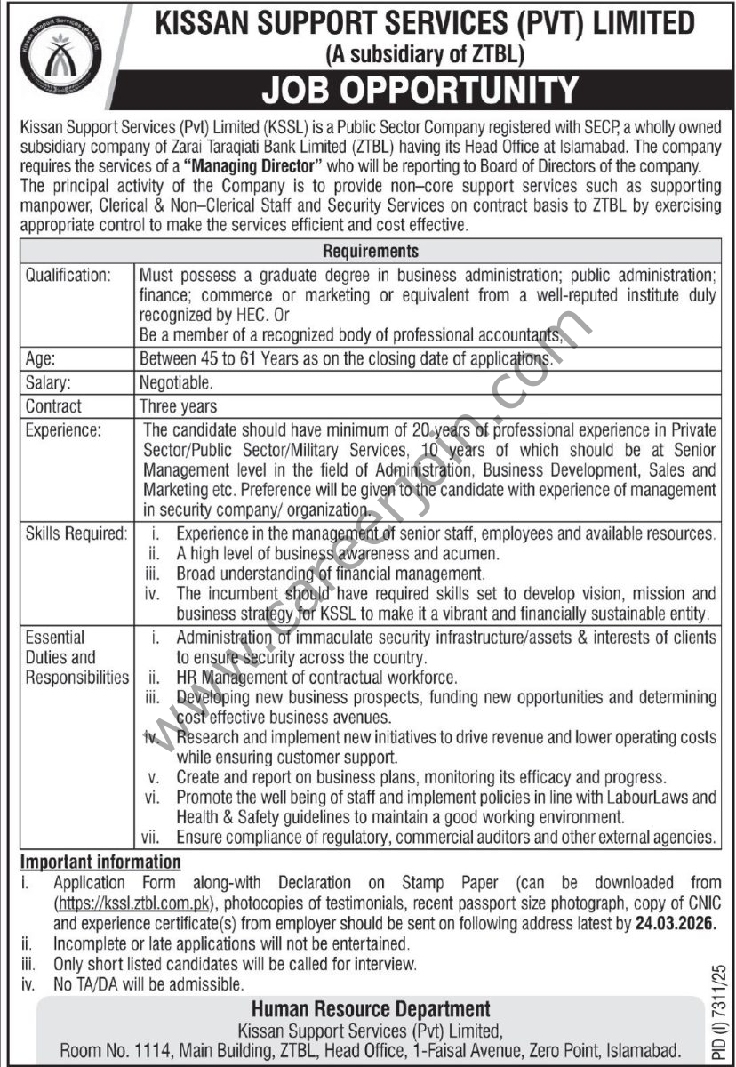 Kissan Support Services Pvt Ltd KSSL Jobs 08 March 2026 Express Tribune 828x1200 1