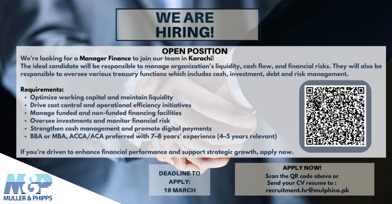 Muller & Phipps Pakistan (Pvt) Ltd Jobs Manager Finance 4 Muller Phipps Pakistan