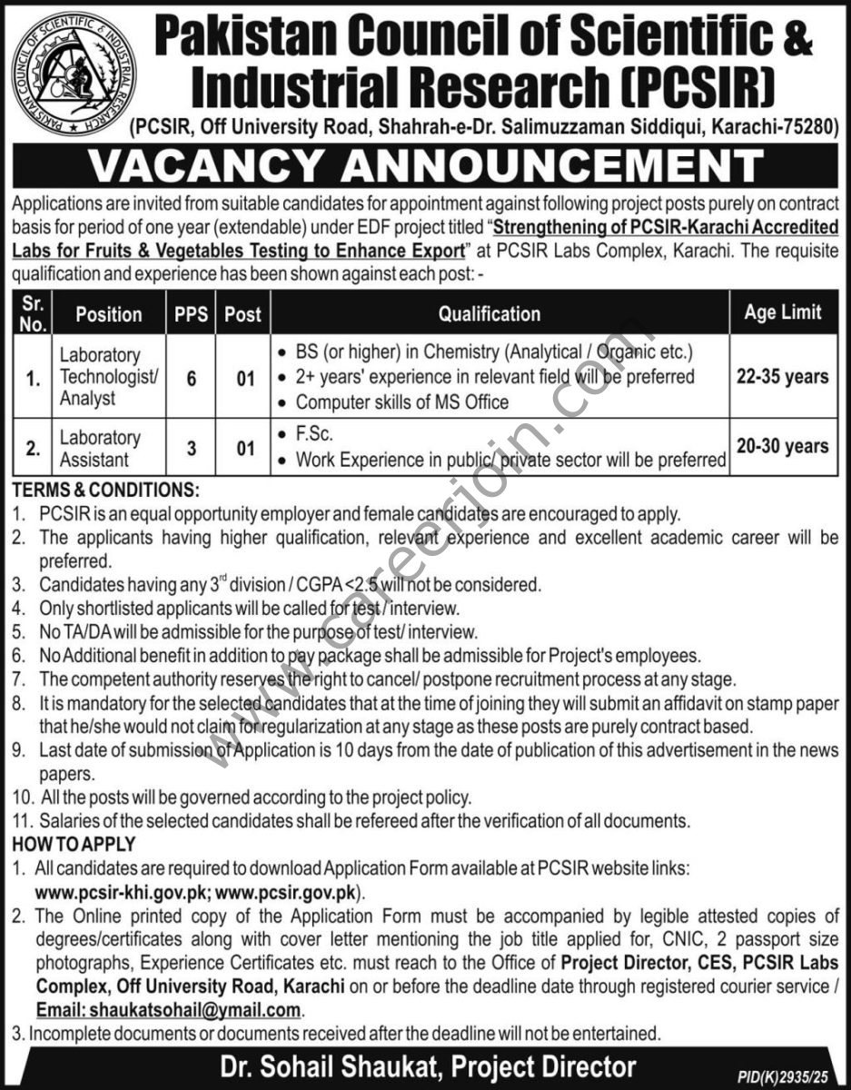 Pakistan Council of Scientific Industrial Research PCSIR Jobs 08 March 2026 Express 937x1200 1