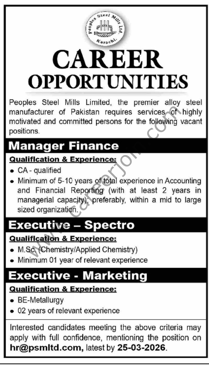 Peoples Steel Mills Limited PSML Jobs March 2026 4 Peoples Steel Mills Limited Jobs 15 March 2026 Dawn 687x1200 1
