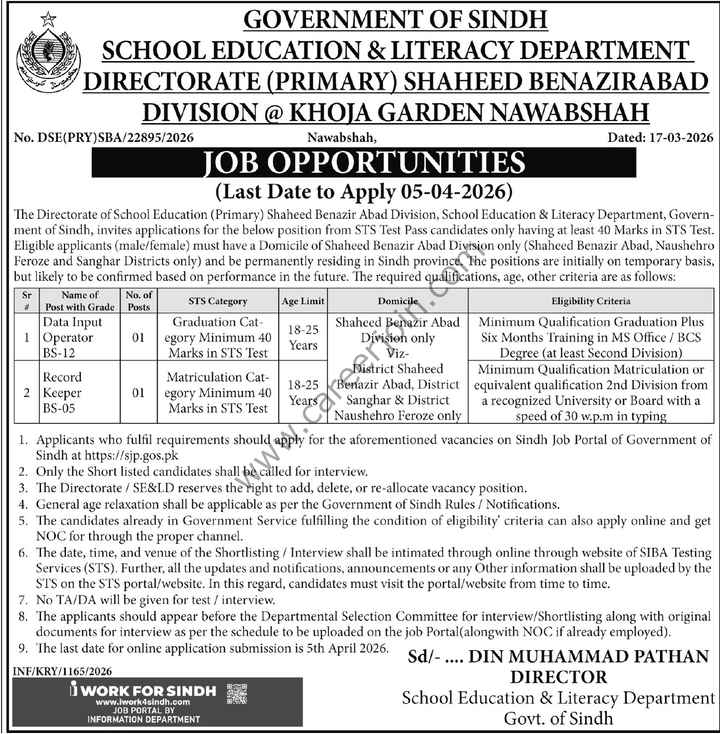 School Education & Literacy Department Sindh Jobs March 2026 4 School Education Literacy Department Sindh Jobs 19 March 2026 Express Tribune