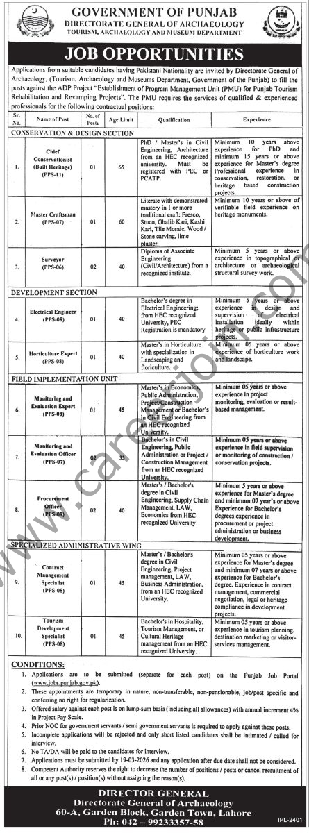 Tourism Archaeology & Museum Department Punjab Jobs March 2026 4 Tourism Archaeology Museum Department Punjab Jobs 07 March 2026 Express Tribune 445x1200 1