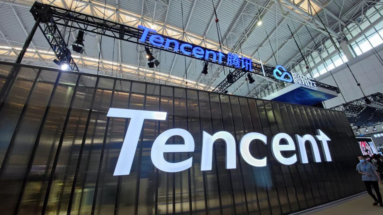 the tencent logo displayed outside a conference in tianjin china in may