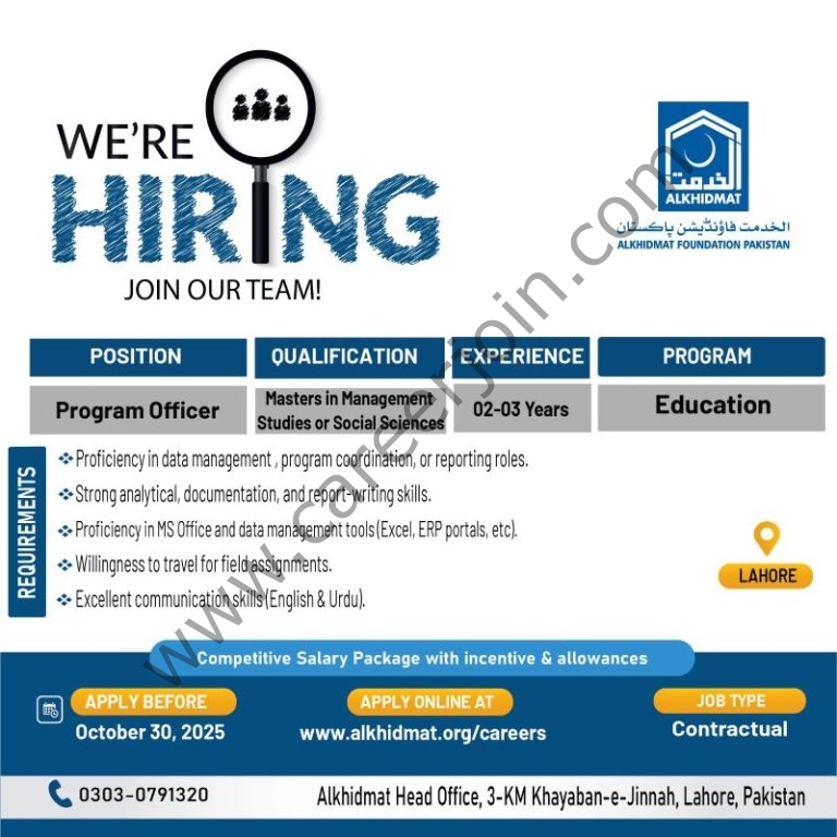 Alkhidmat Foundation Jobs Program Officer 4 Alkhidmat Foundation 5 768x768 1