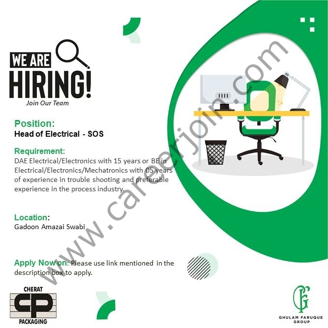 Cherat Packaging Ltd Jobs Head Of Electrical SOS 4 Cherat Packaging