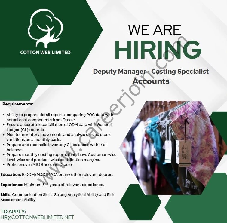 Cotton Web Limited Jobs Deputy Manager 4 Cotton Web Limited 1